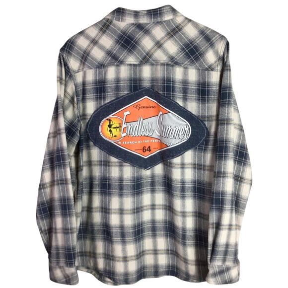 Reworked Endless Summer O'NEILL Surfing Flannel Blue Large - Picture 1 of 6